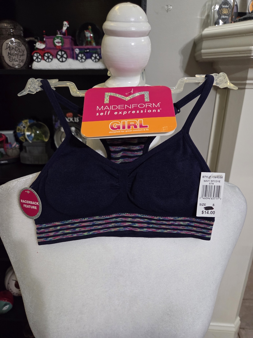 Maidenform Girl Navy Racerback Bralette with Multicolor Striped Band